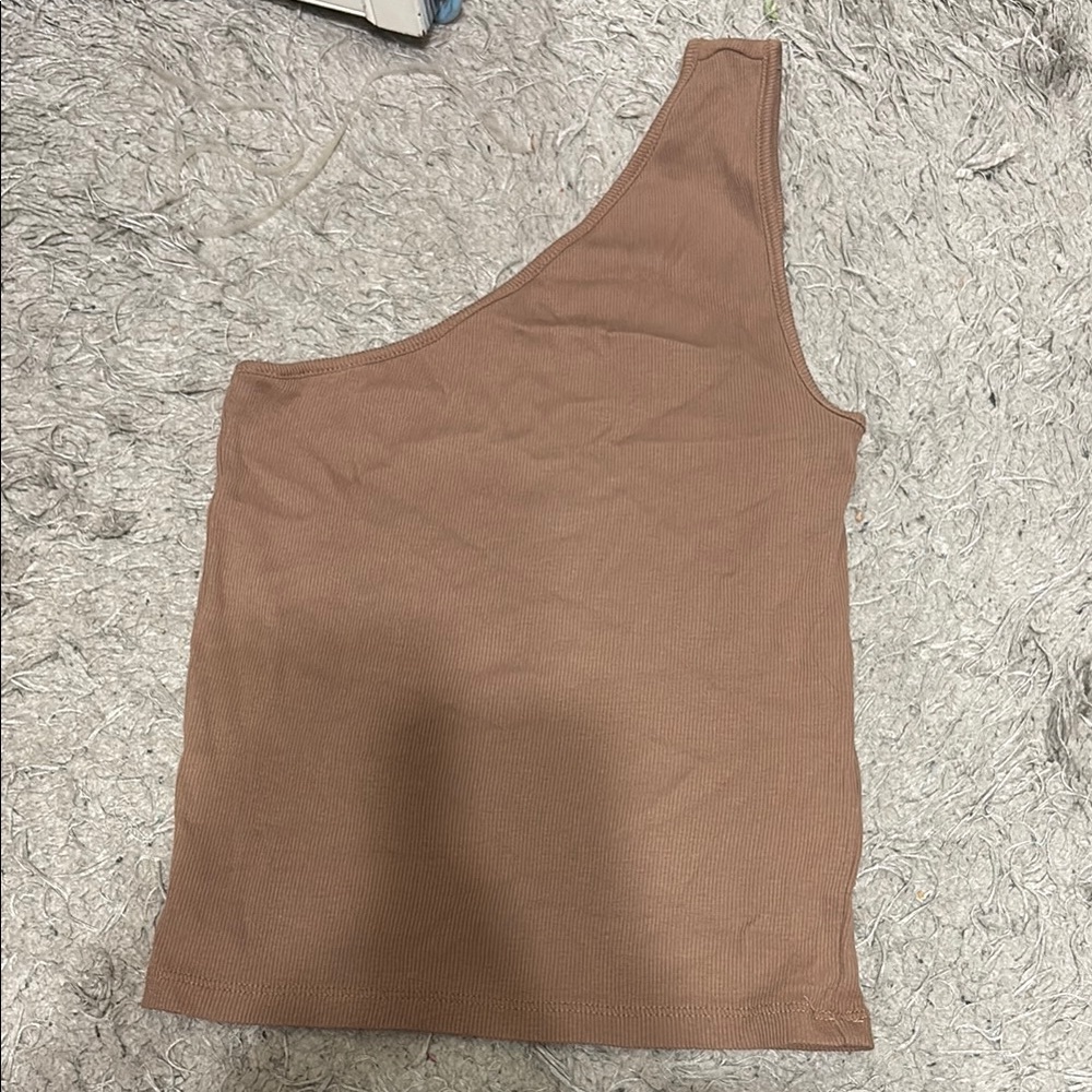 New One-Shoulder Brown Tank Top